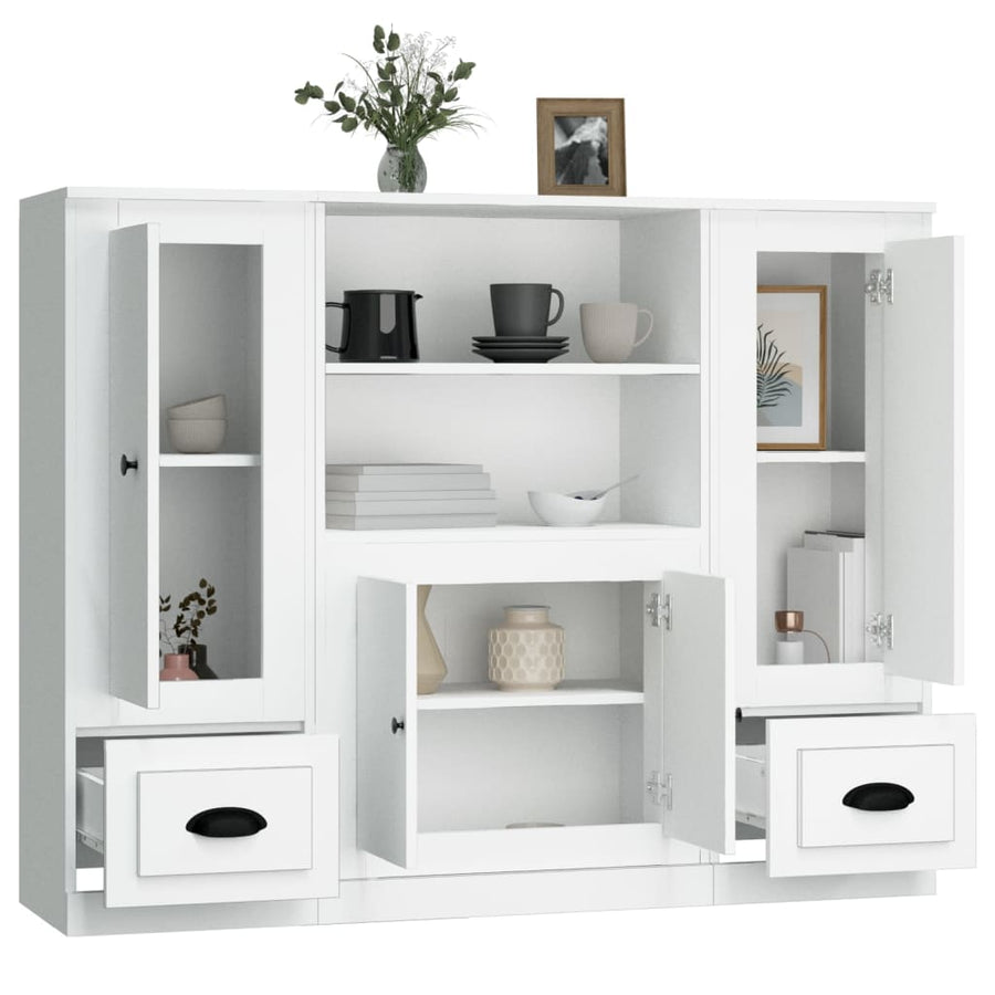 Hoge Kasten Bewerkt Hout Wit