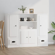 Hoge kast bewerkt hout wit 132x35,5x103,5 cm