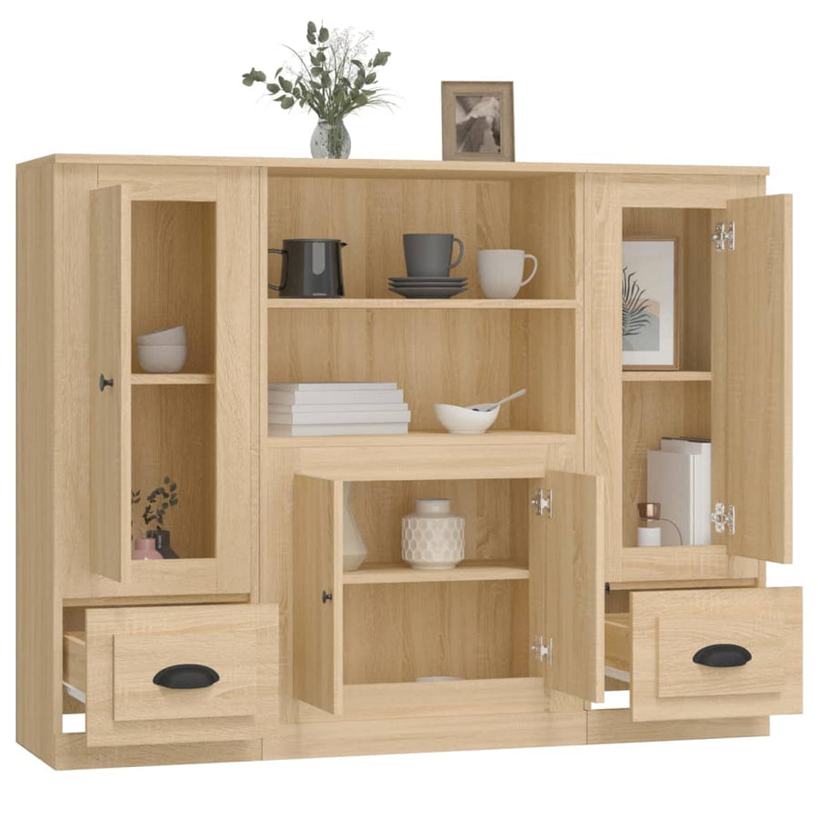 Hoge Kasten 3 St Bewerkt Hout Sonoma Eikenkleurig