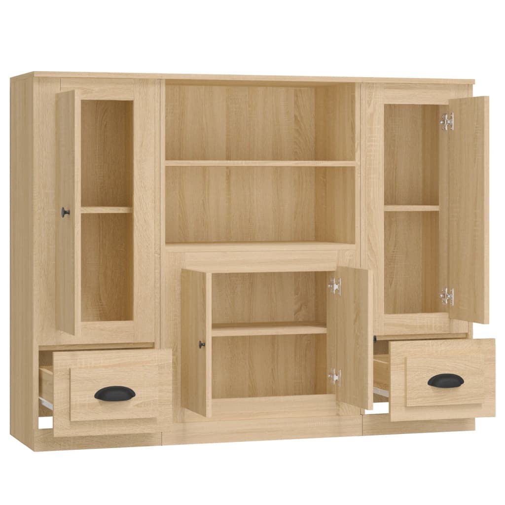 Hoge Kasten 3 St Bewerkt Hout Sonoma Eikenkleurig