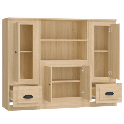 Hoge Kasten 3 St Bewerkt Hout Sonoma Eikenkleurig