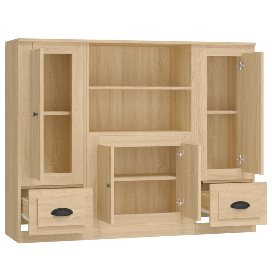 Hoge Kasten 3 St Bewerkt Hout Sonoma Eikenkleurig