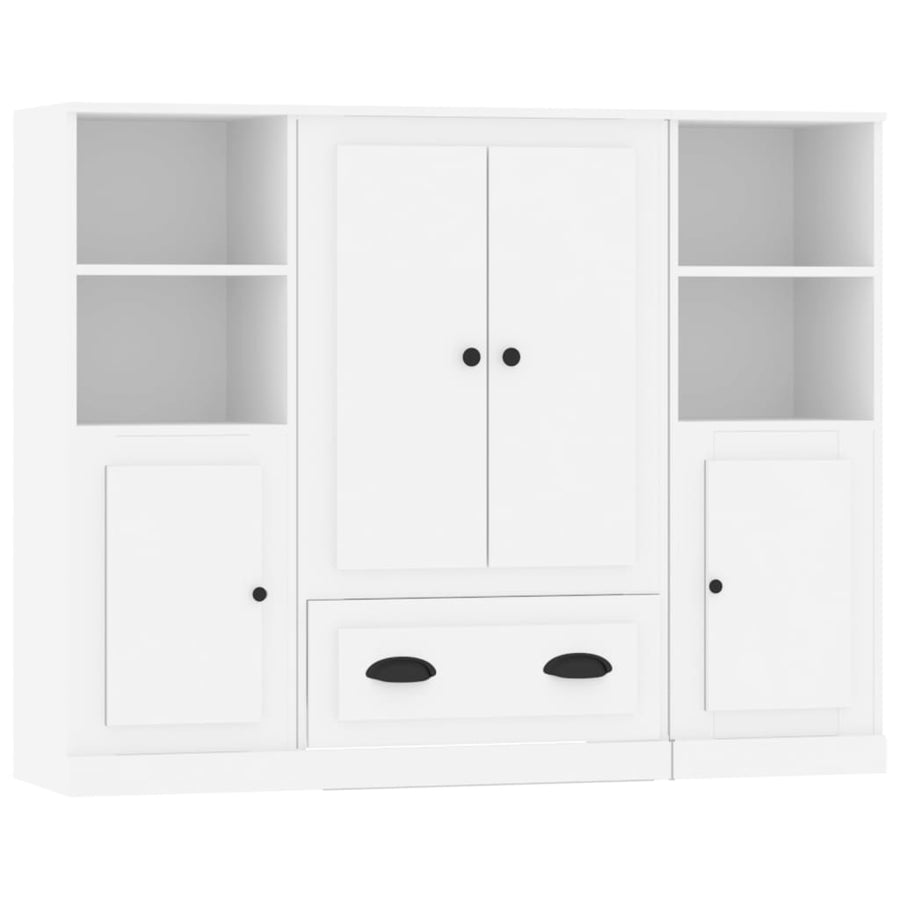Hoge Kasten Bewerkt Hout Wit