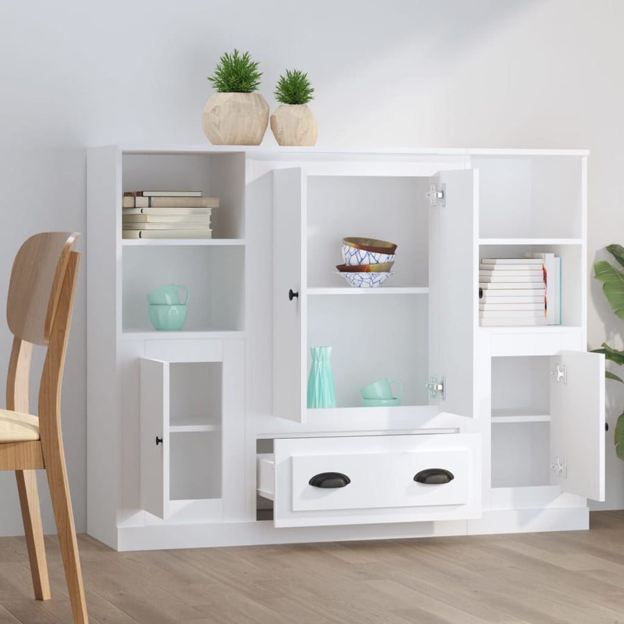 Hoge Kasten Bewerkt Hout Wit