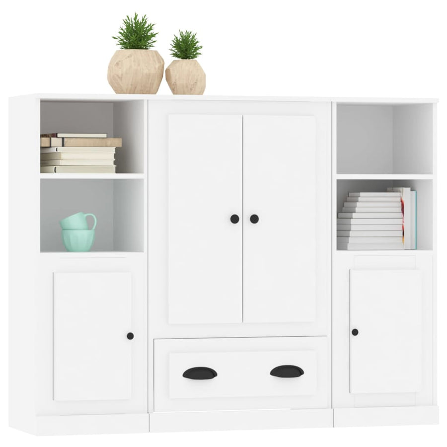 Hoge Kasten Bewerkt Hout Wit