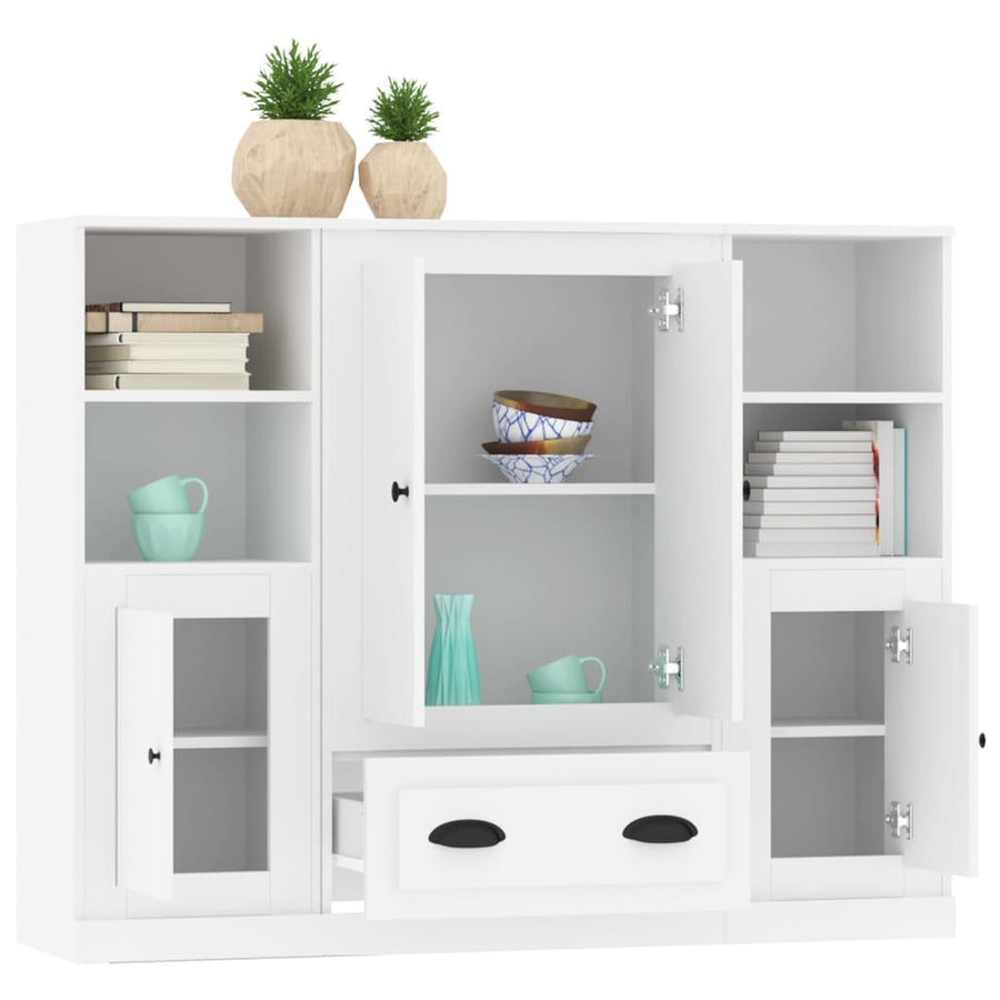 Hoge Kasten Bewerkt Hout Wit
