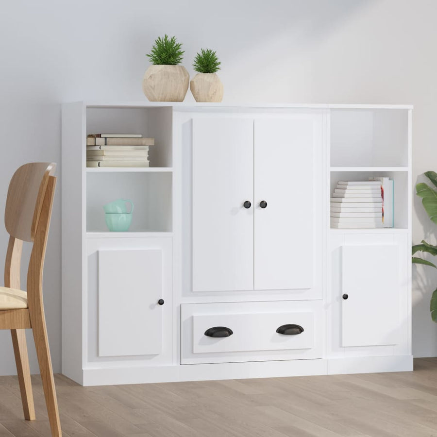 Hoge Kasten Bewerkt Hout Wit