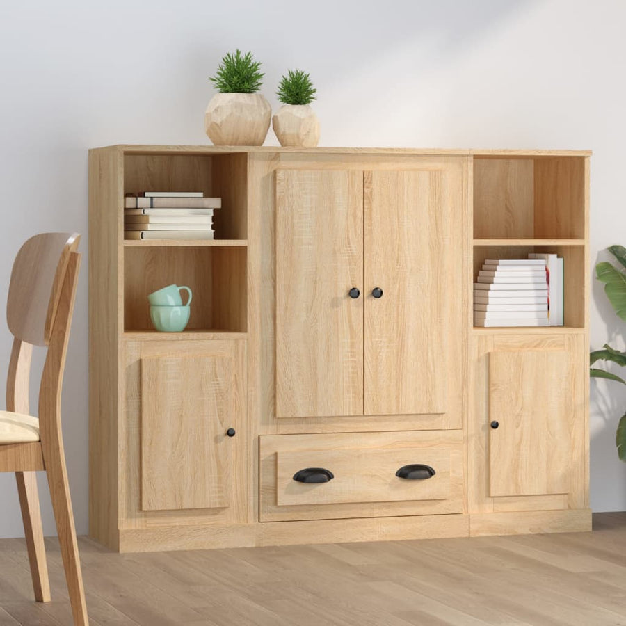 Hoge Kasten Bewerkt Hout Kleurig Sonoma eiken