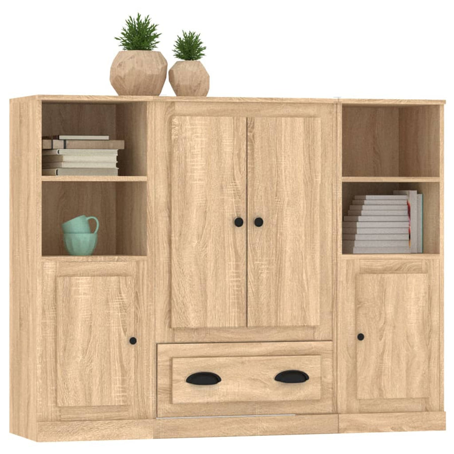 Hoge Kasten Bewerkt Hout Kleurig Sonoma eiken