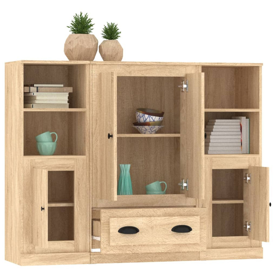 Hoge Kasten Bewerkt Hout Kleurig Sonoma eiken