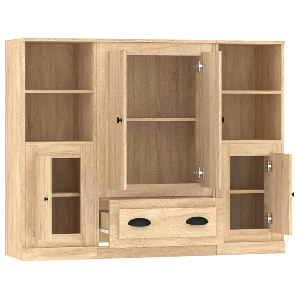 Hoge Kasten Bewerkt Hout Kleurig Sonoma eiken
