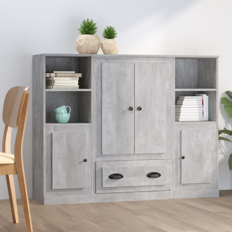 Hoge Kasten 3 St Bewerkt Hout Betongrijs