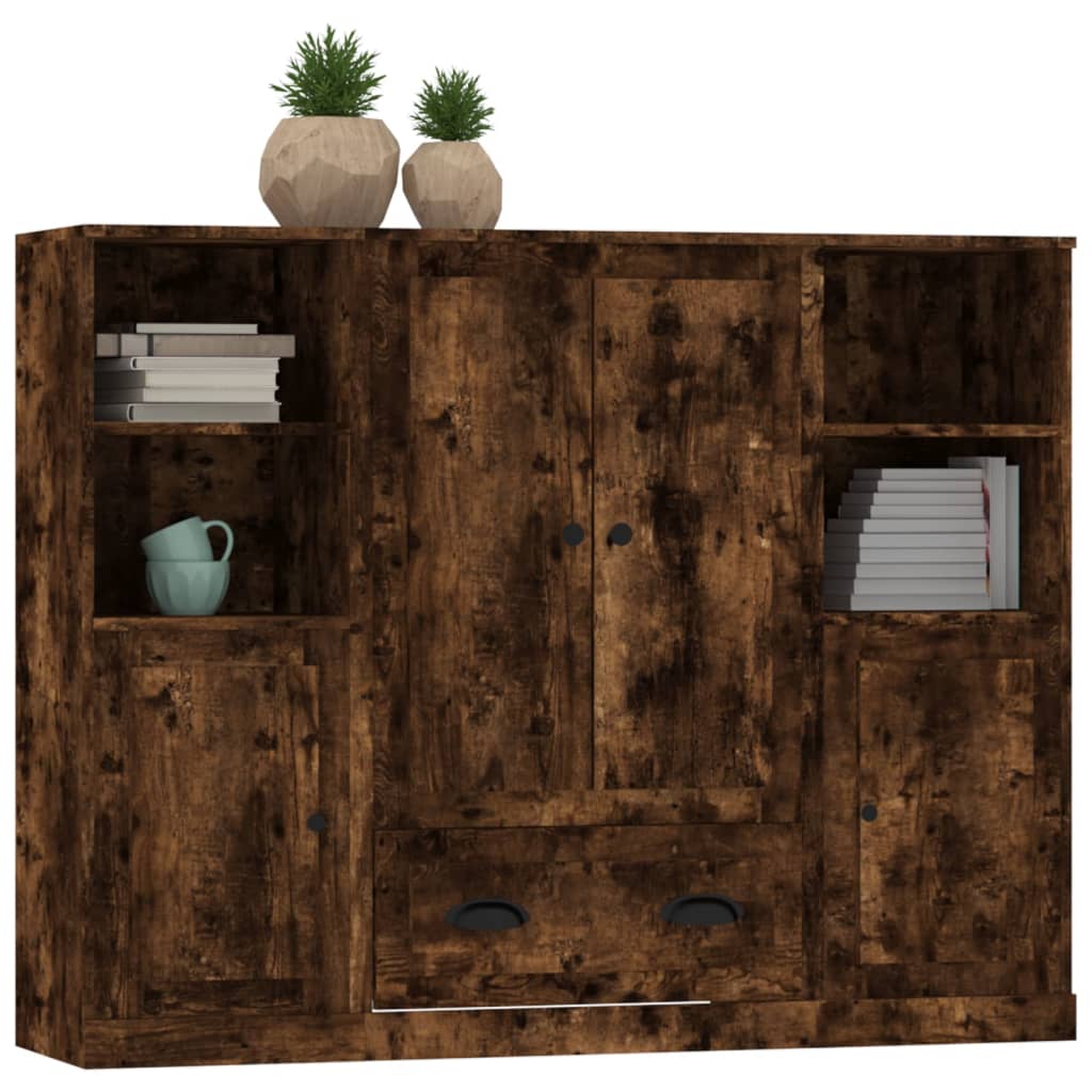 Hoge Kasten Bewerkt Hout Kleurig Gerookt eiken