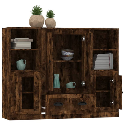 Hoge Kasten Bewerkt Hout Kleurig Gerookt eiken