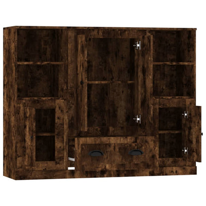 Hoge Kasten Bewerkt Hout Kleurig Gerookt eiken