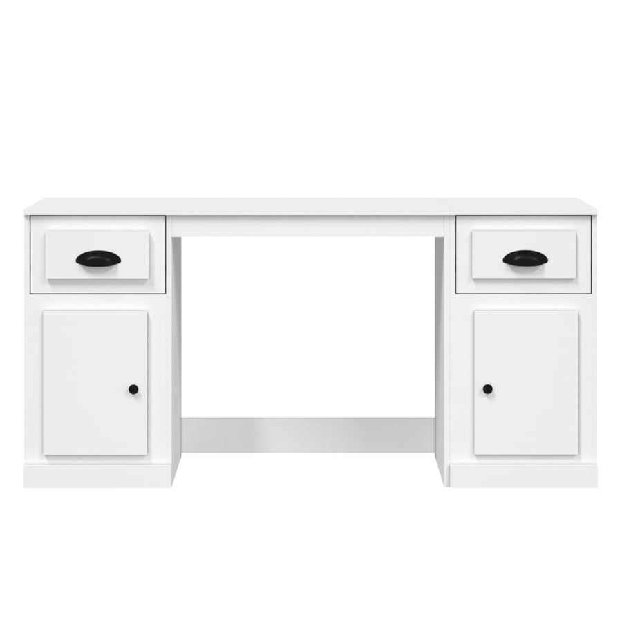 Bureau Met Kast Bewerkt Hout Wit