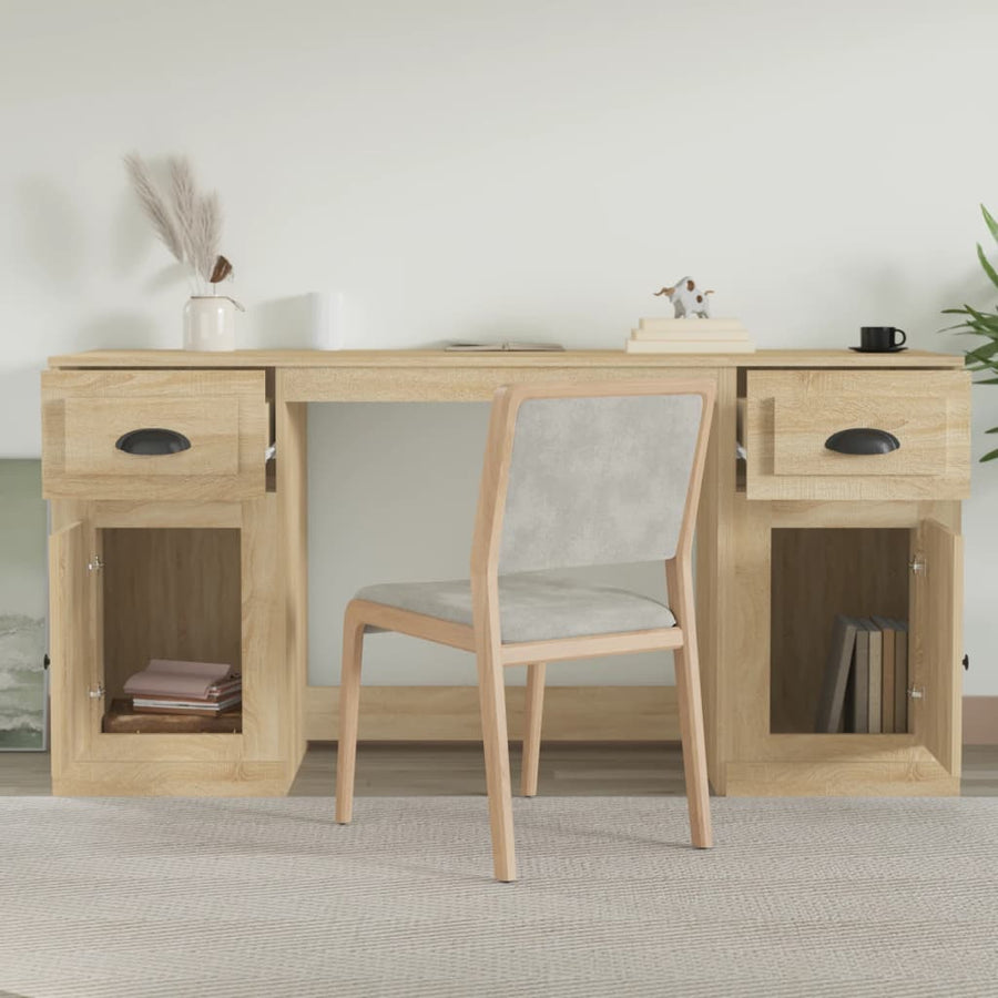 Bureau Met Kast Bewerkt Hout Sonoma Eikenkleurig