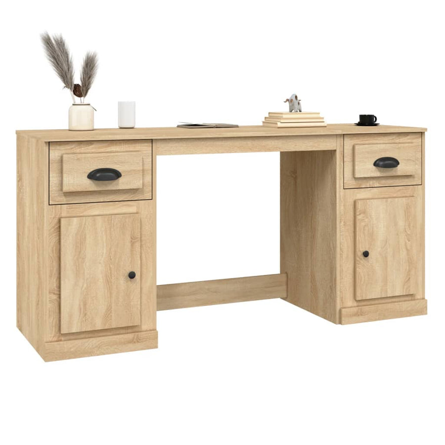 Bureau Met Kast Bewerkt Hout Sonoma Eikenkleurig