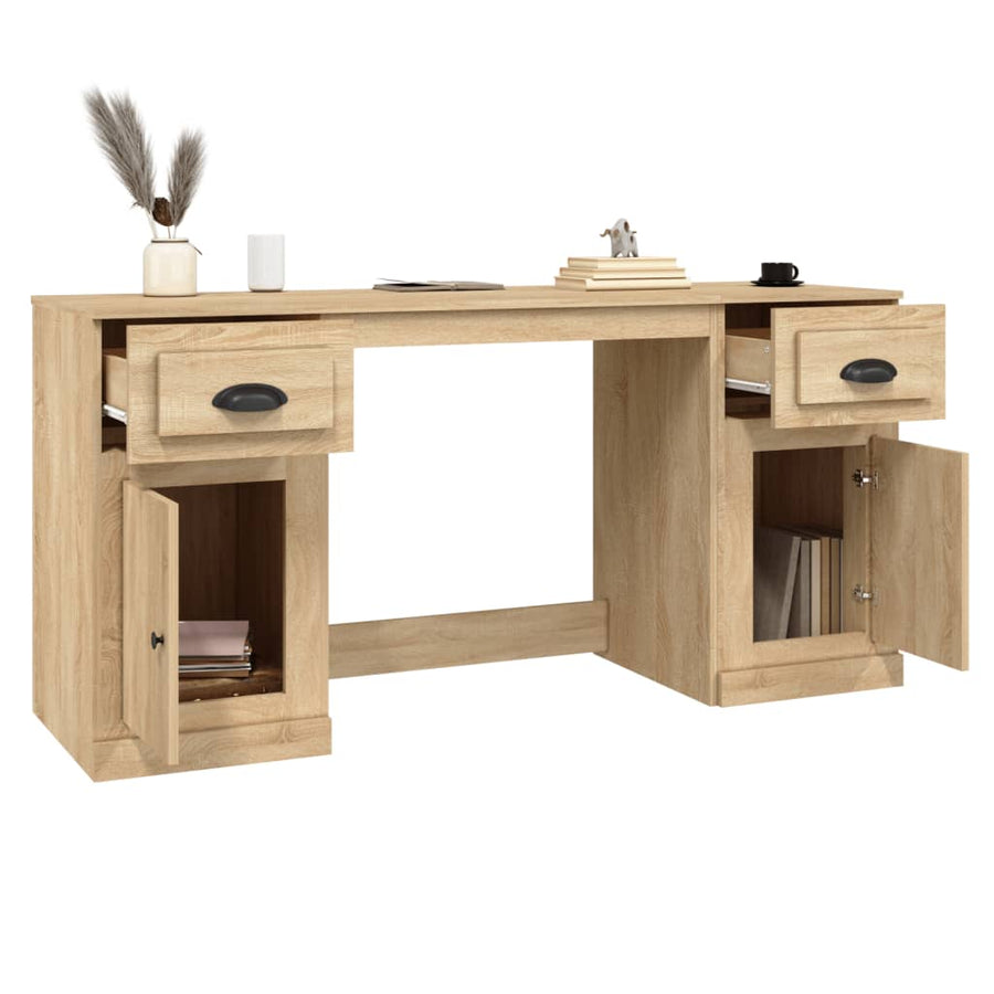 Bureau Met Kast Bewerkt Hout Sonoma Eikenkleurig
