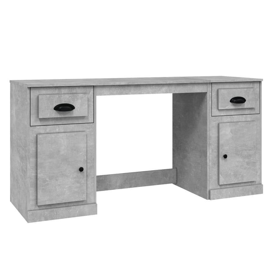 Bureau Met Kast Bewerkt Hout Betongrijs