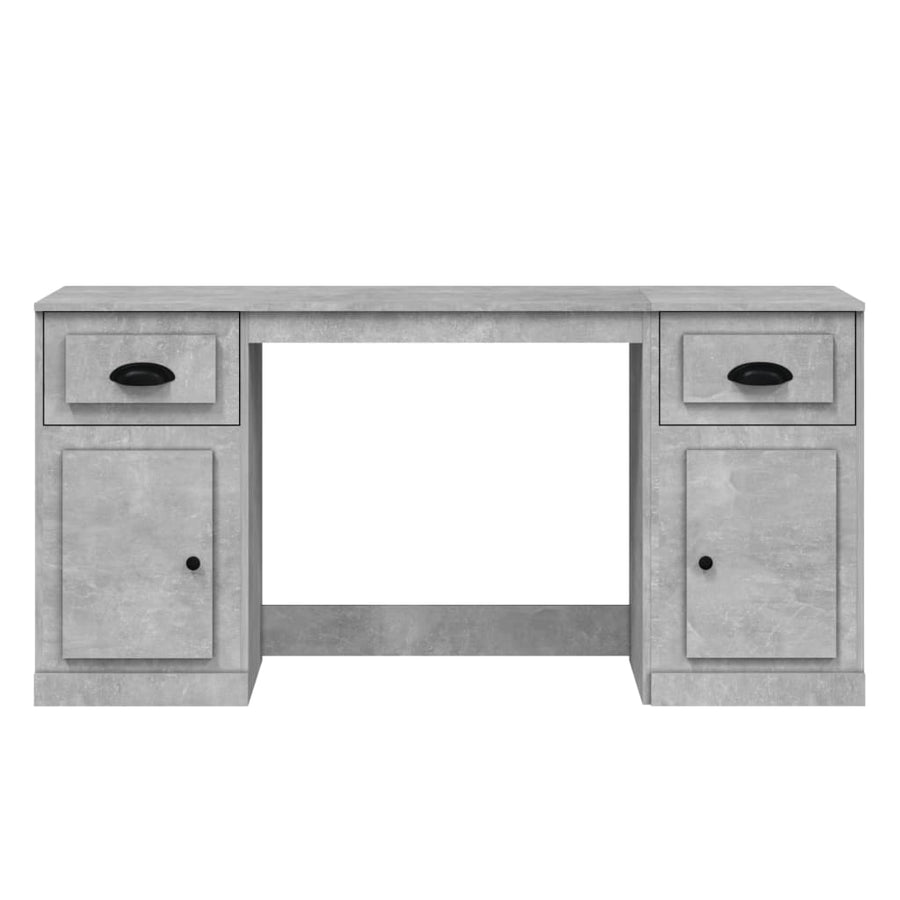Bureau Met Kast Bewerkt Hout Betongrijs