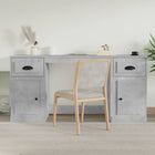 Desk with cabinet treated wood concrete grey