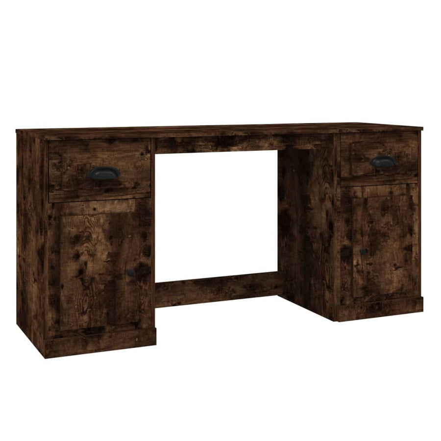 Bureau Met Kast Bewerkt Hout Kleurig Gerookt eiken