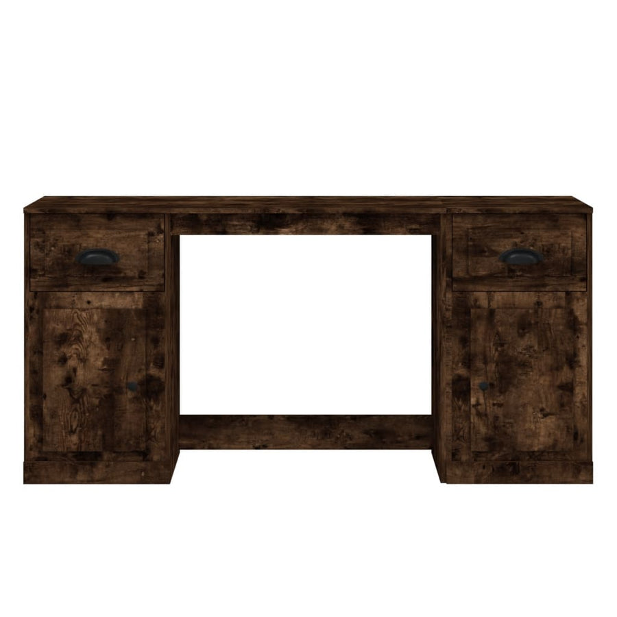 Bureau Met Kast Bewerkt Hout Kleurig Gerookt eiken
