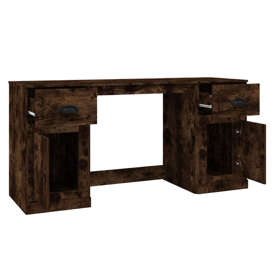 Bureau Met Kast Bewerkt Hout Kleurig Gerookt eiken