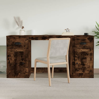 Bureau Met Kast Bewerkt Hout Kleurig Gerookt eiken