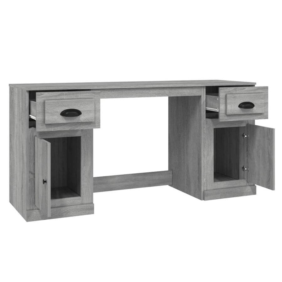 Bureau Met Kast Bewerkt Hout Grijs Sonoma Eikenkleurig
