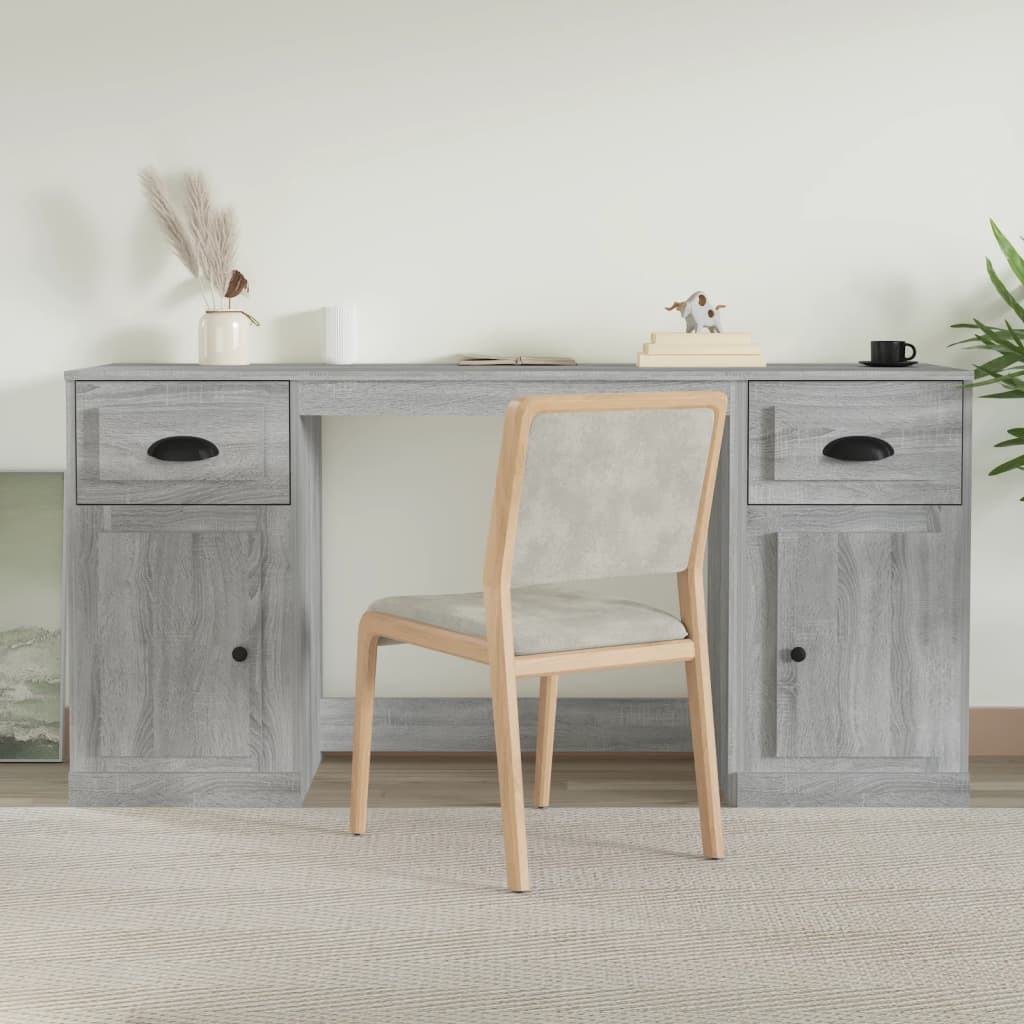 Bureau Met Kast Bewerkt Hout Grijs Sonoma Eikenkleurig