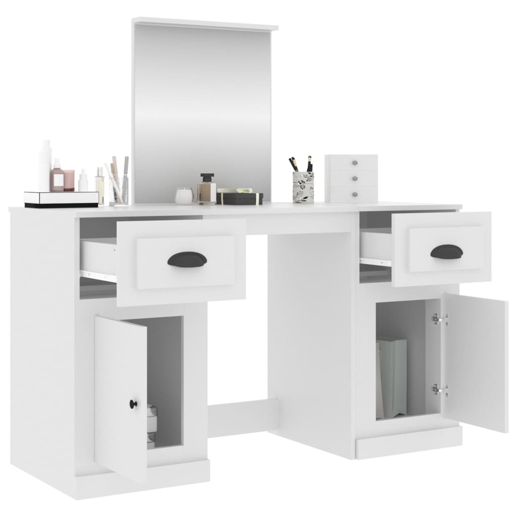 Kaptafel Met Spiegel 130X50X132,5 Cm Wit