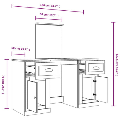 Kaptafel Met Spiegel 130X50X132,5 Cm Wit