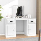 Kaptafel met spiegel 130x50x132,5 cm wit bewerkt hout