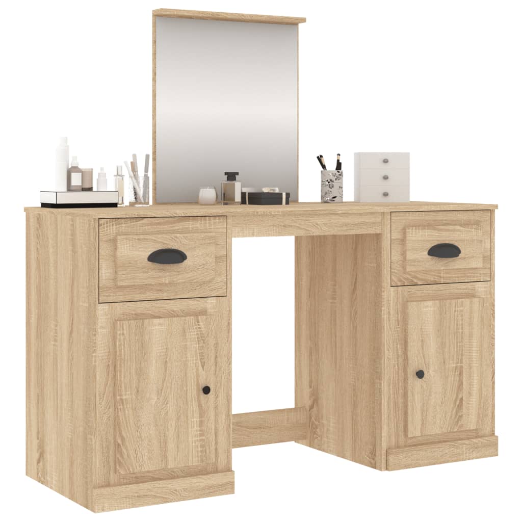 Kaptafel Met Spiegel 130X50X132,5 Cm Sonoma Eikenkleurig