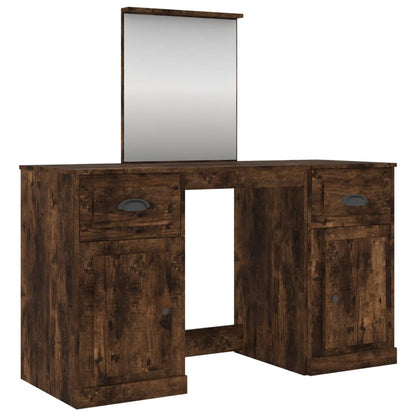 Kaptafel Met Spiegel 130X50X132,5 Cm Kleurig Gerookt eiken