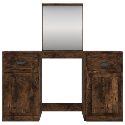 Kaptafel Met Spiegel 130X50X132,5 Cm Kleurig Gerookt eiken