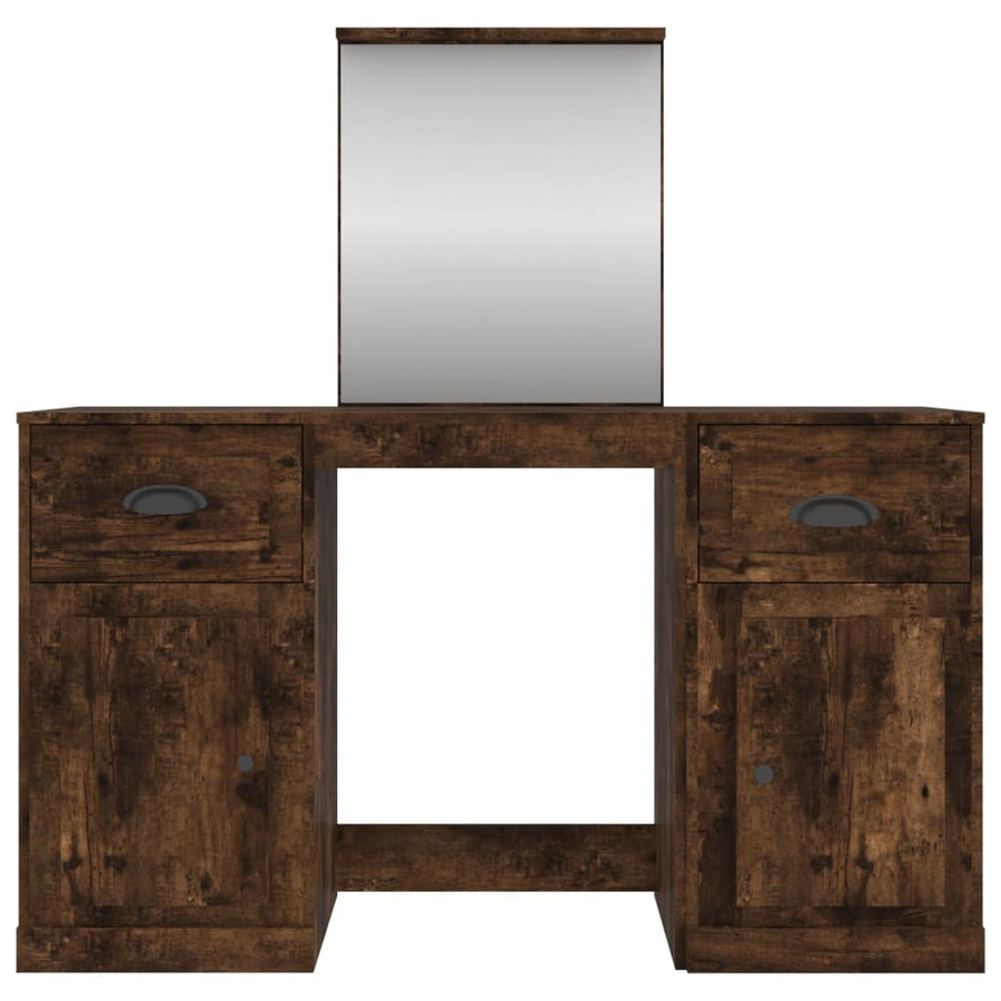Kaptafel Met Spiegel 130X50X132,5 Cm Kleurig Gerookt eiken