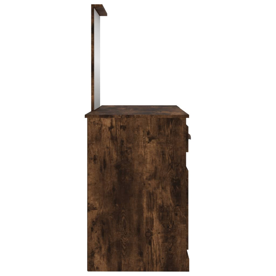 Kaptafel Met Spiegel 130X50X132,5 Cm Kleurig Gerookt eiken