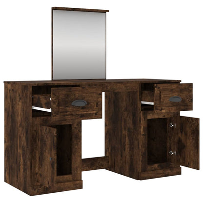 Kaptafel Met Spiegel 130X50X132,5 Cm Kleurig Gerookt eiken