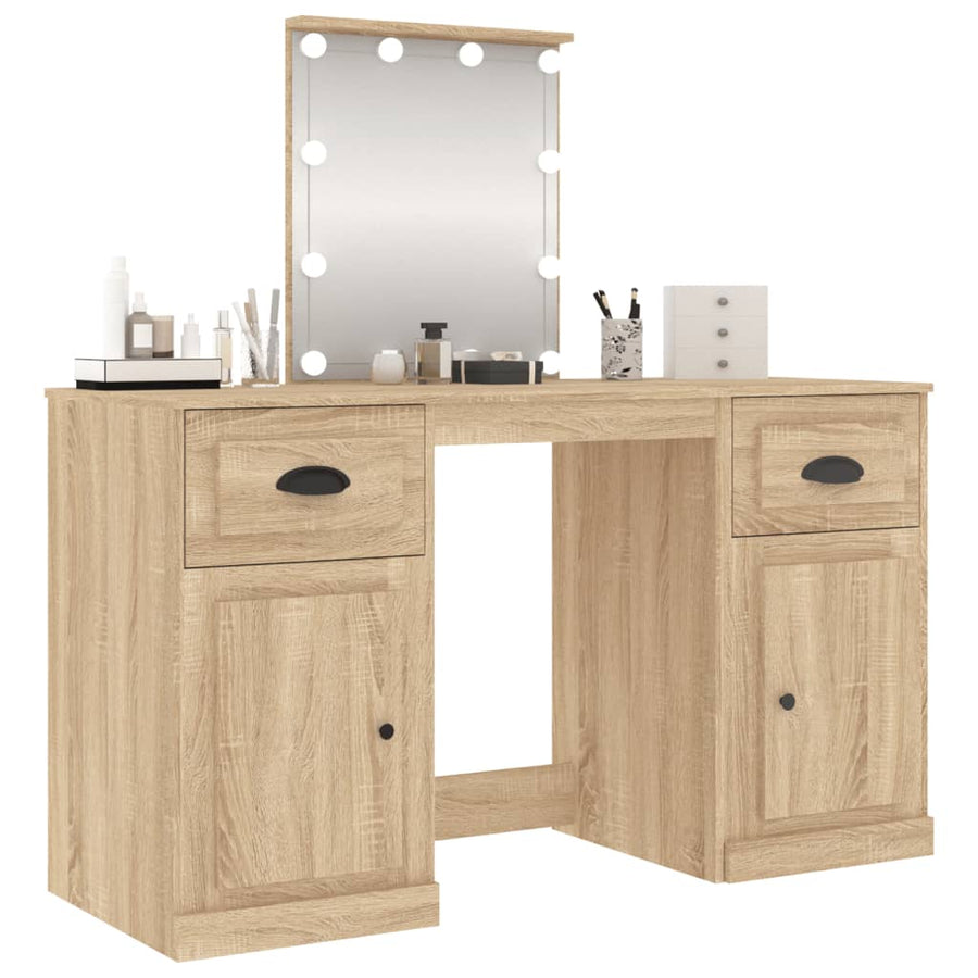 Kaptafel Met Led-Verlichting 130X50X132,5 Cm Sonoma Eikenkleur