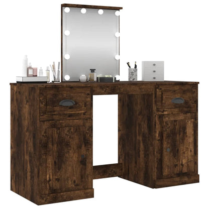 Kaptafel Met Led-Verlichting 130X50X132,5 Cm Kleur Gerookt eiken