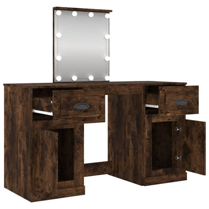Kaptafel Met Led-Verlichting 130X50X132,5 Cm Kleur Gerookt eiken