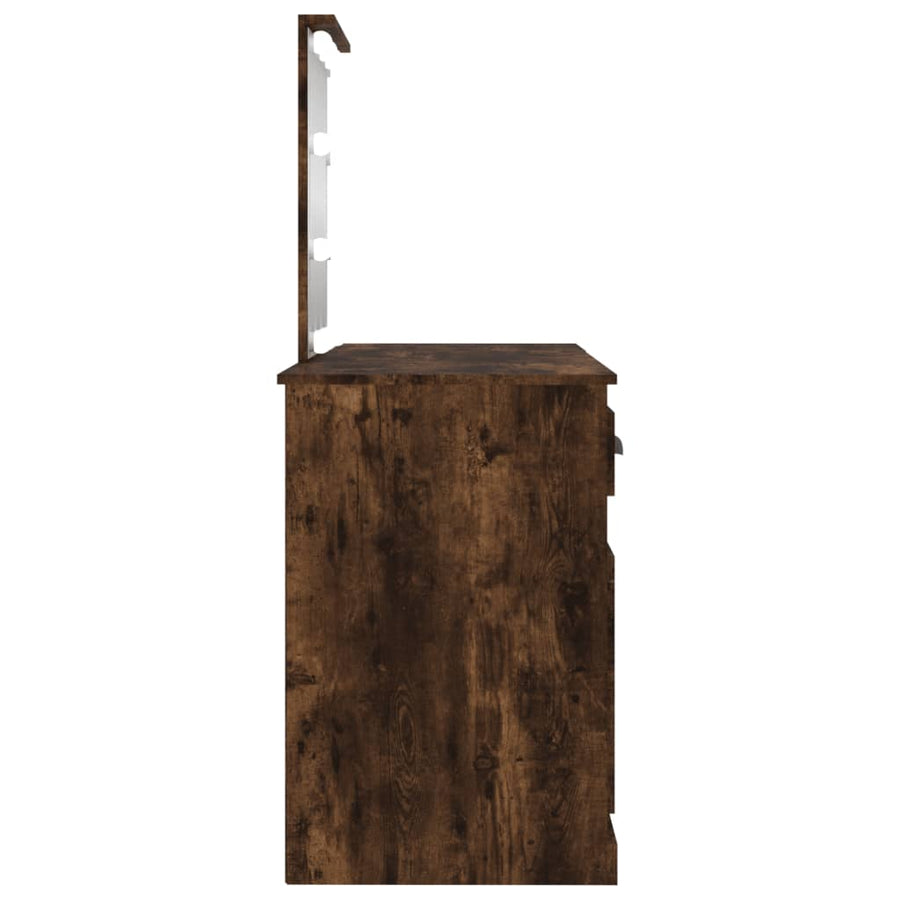 Kaptafel Met Led-Verlichting 130X50X132,5 Cm Kleur Gerookt eiken