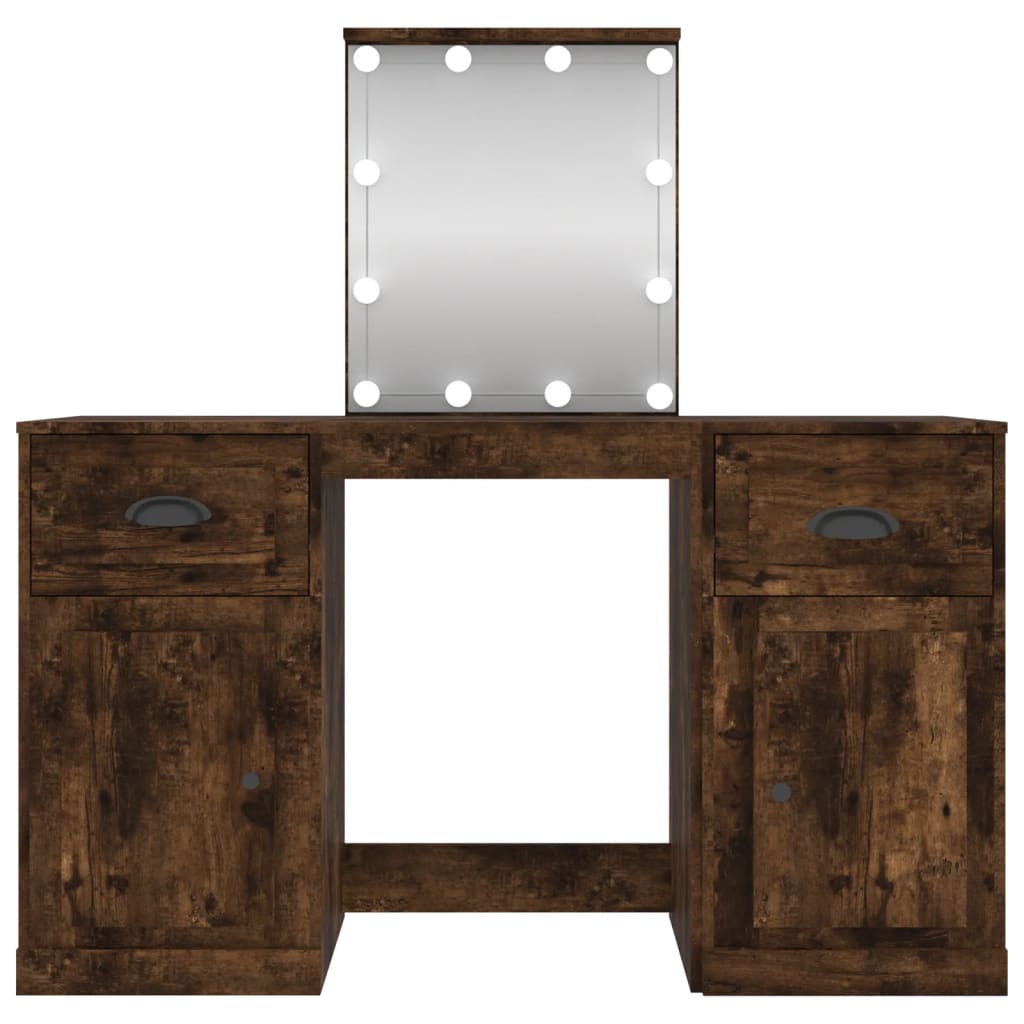 Kaptafel Met Led-Verlichting 130X50X132,5 Cm Kleur Gerookt eiken
