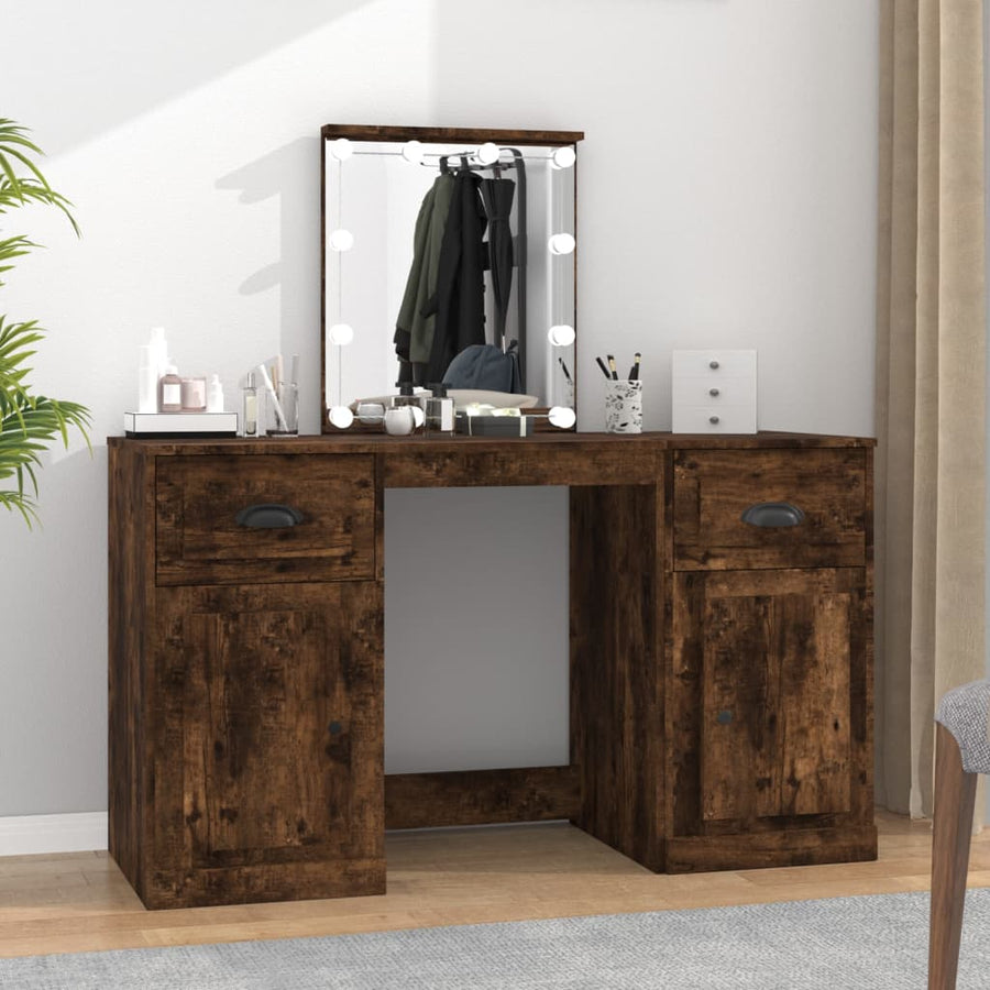 Kaptafel Met Led-Verlichting 130X50X132,5 Cm Kleur Gerookt eiken