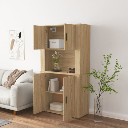 Hoge Kast Bewerkt Hout Sonoma Eikenkleurig