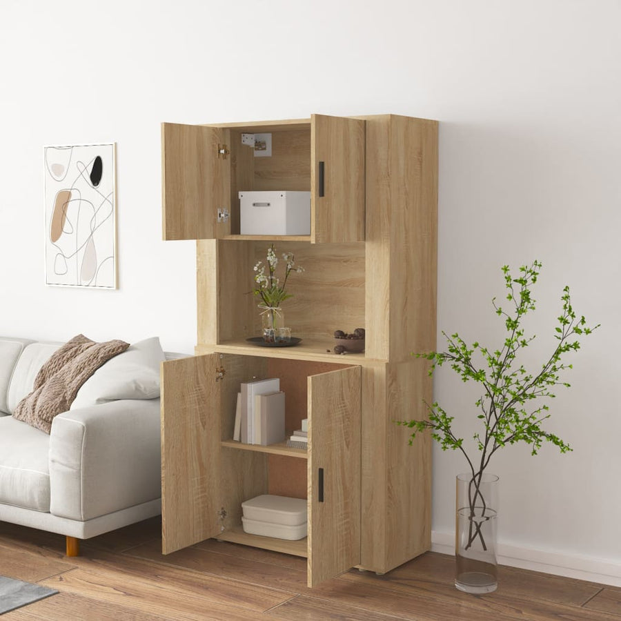 Hoge Kast Bewerkt Hout Sonoma Eikenkleurig