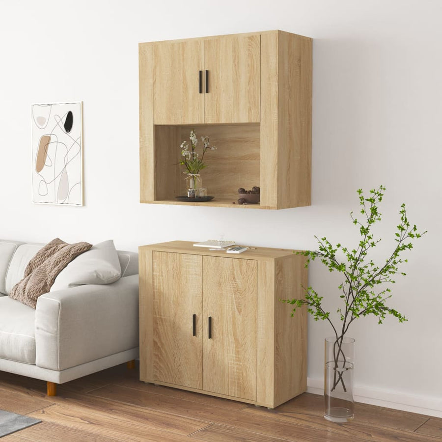 Hoge Kast Bewerkt Hout Sonoma Eikenkleurig